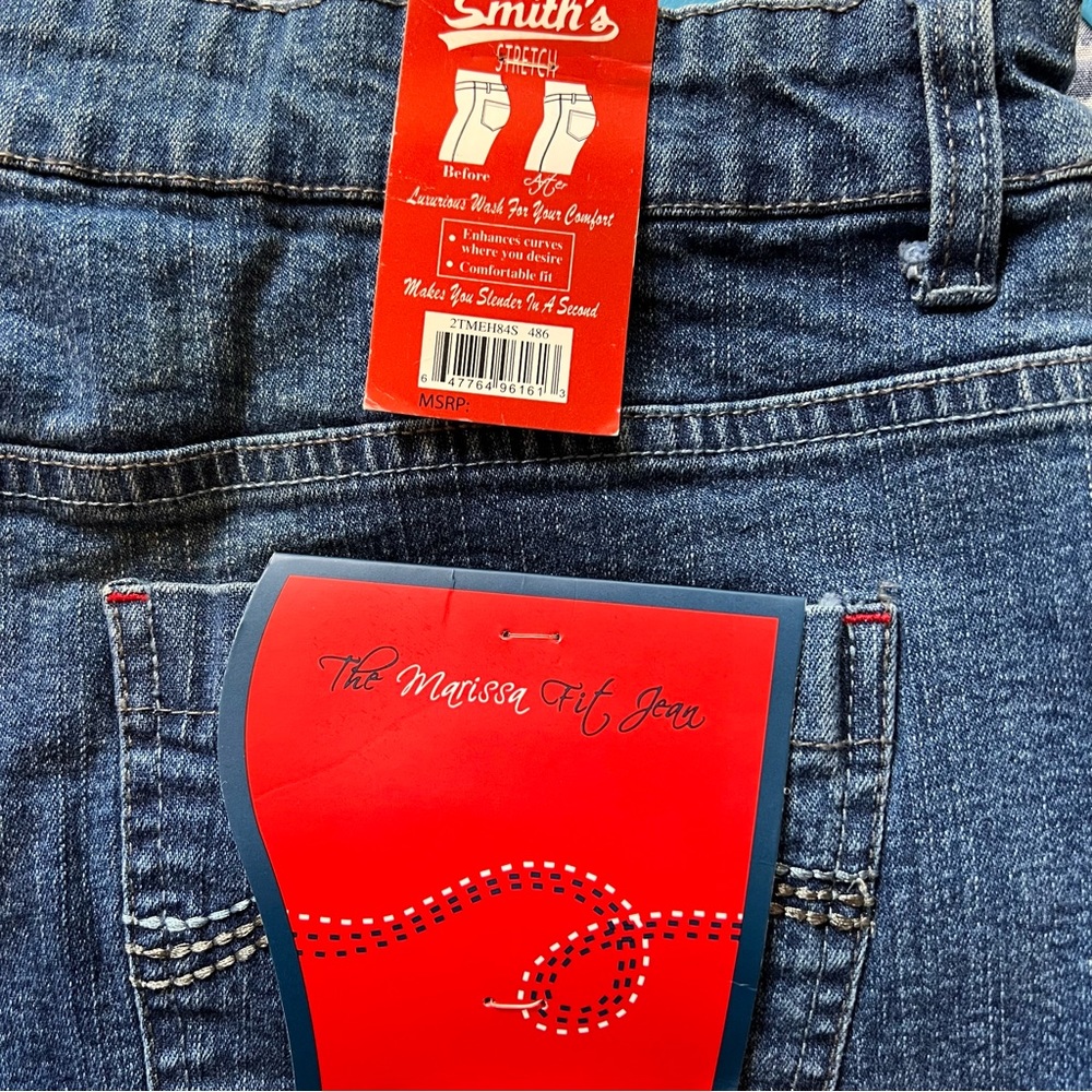 Smith's Dungarees Blue Jeans Boot Cut Stretch Med Wash High Rise Size 18 - Picture 5 of 11